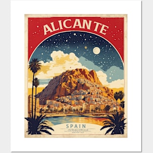 Alicante Starry Night Spain Travel Tourism Retro Vintage Posters and Art